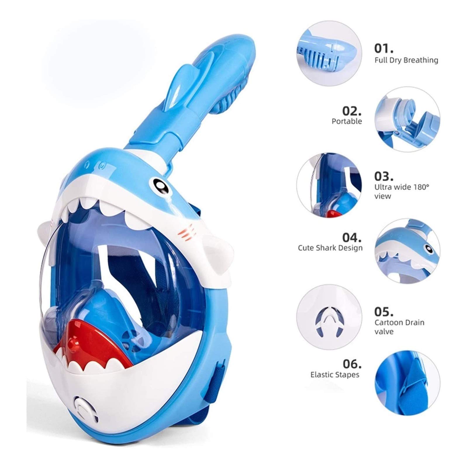 Set Maschera da Snorkeling Integrale per Bambini - Maschera Subacquea antiappannamento per Ragazzi e Ragazze, Attrezzatura per Lo Snorkeling subacqueo -