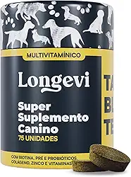 Longevi Tabletes Mastigáveis para Cães | Super Suplemento Canino para Imunidade, Queda de Pelos e Energia | 150g | Formulado por Veterinários – PETVI