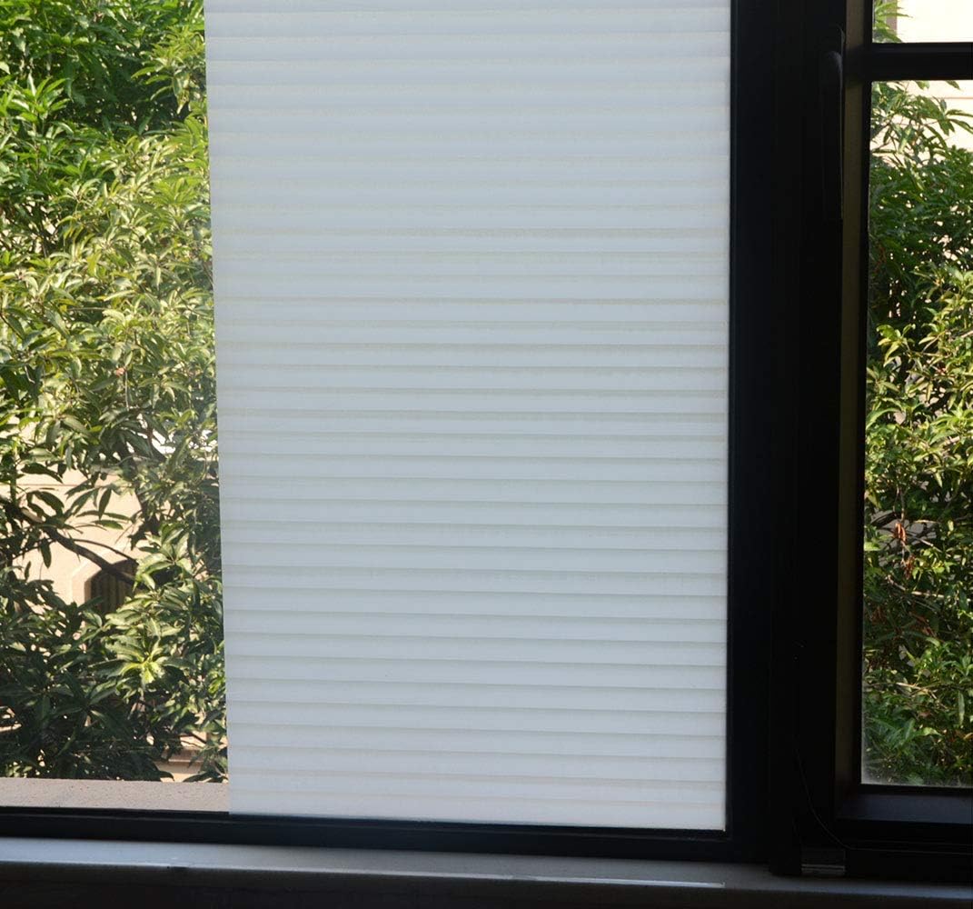 VSUDO 1 Roll 35.4" by 78.7" Privacy Window Film, Blind Pattern Window Tint, Static Cling Window Glass Sticker for Home (19.37 Sq. Ft Total)