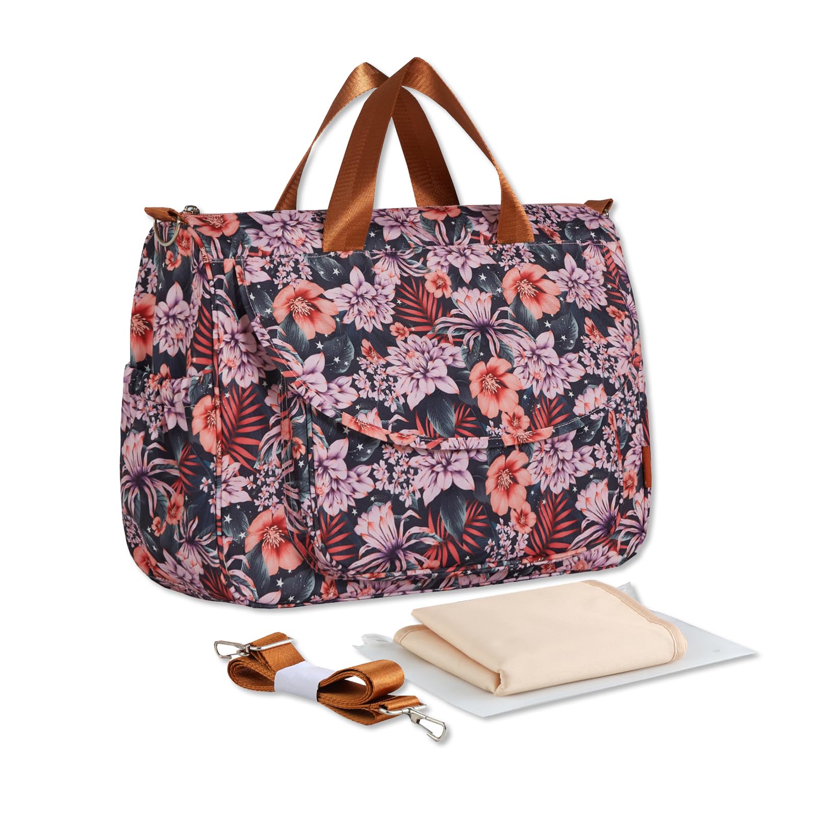 SONARIN Large Capacity Stylish Diaper Bag Tote,Waterproof Nappy Changing Bag Satchel Messenger Bag Portable Travel Mummy Bag(Purple Iris)