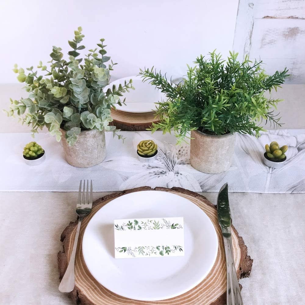 Winlyn 2 Pack Artificial Potted Plants Faux Eucalyptus & Rosemary Greenery in Pots Small Houseplants 8.3"-9" Tall for Indoor Greenery Tabletop Décor Centerpiece