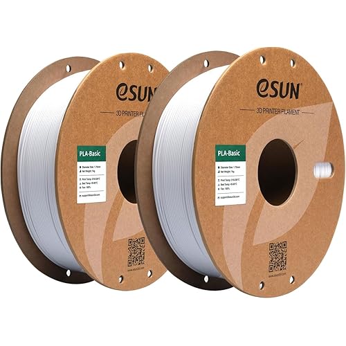 eSUN PLA Basic Filament 1.75mm, 1KG Spool (2.2 LBS) High Speed Printing 3D Printer PLA Filament, Designed for Fast Printing, Cold White 2Pack