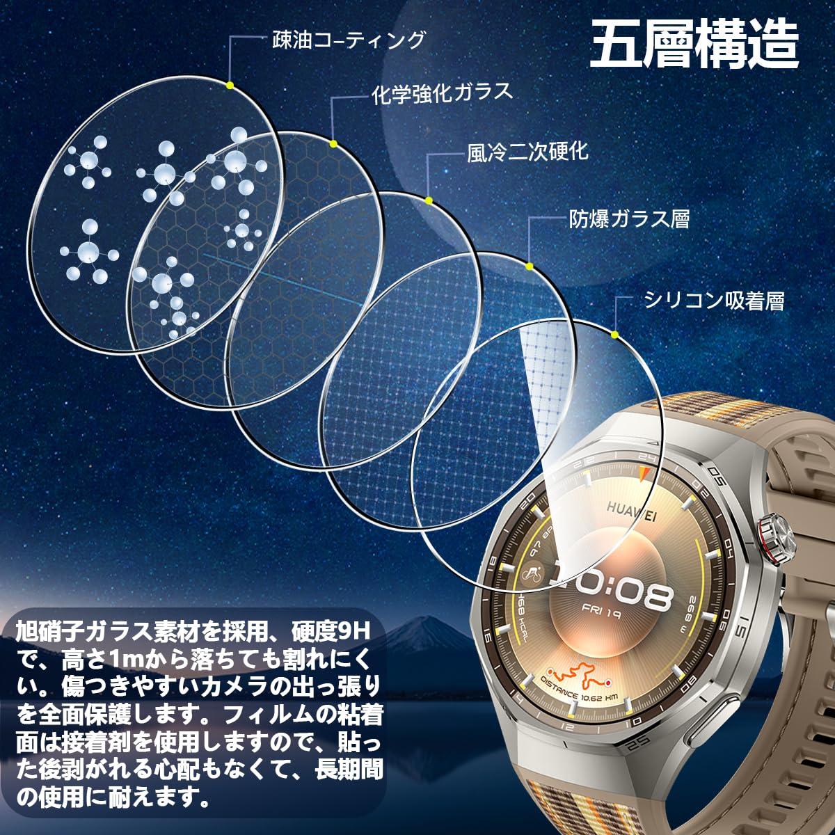 Amazon.co.jp: 対応 HUAWEI WATCH GT 6Pro ガラスフィルム 3枚セット