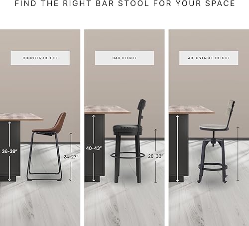 Miniatura 9 de Signature Design by Ashley Robbinsdale Farmhouse Taburete de bar tapizado, juego de 2, respaldo en X, ribete de cabeza de clavo, madera, 24.75