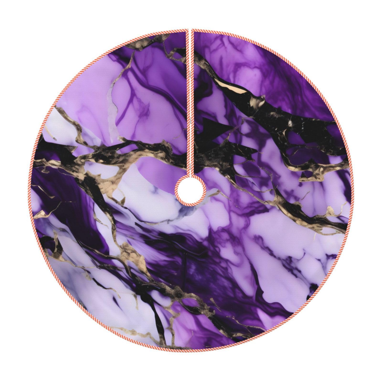 Jupe de sapin de Noël marbre violet tapis épais en tissu rustique de qualité supérieure