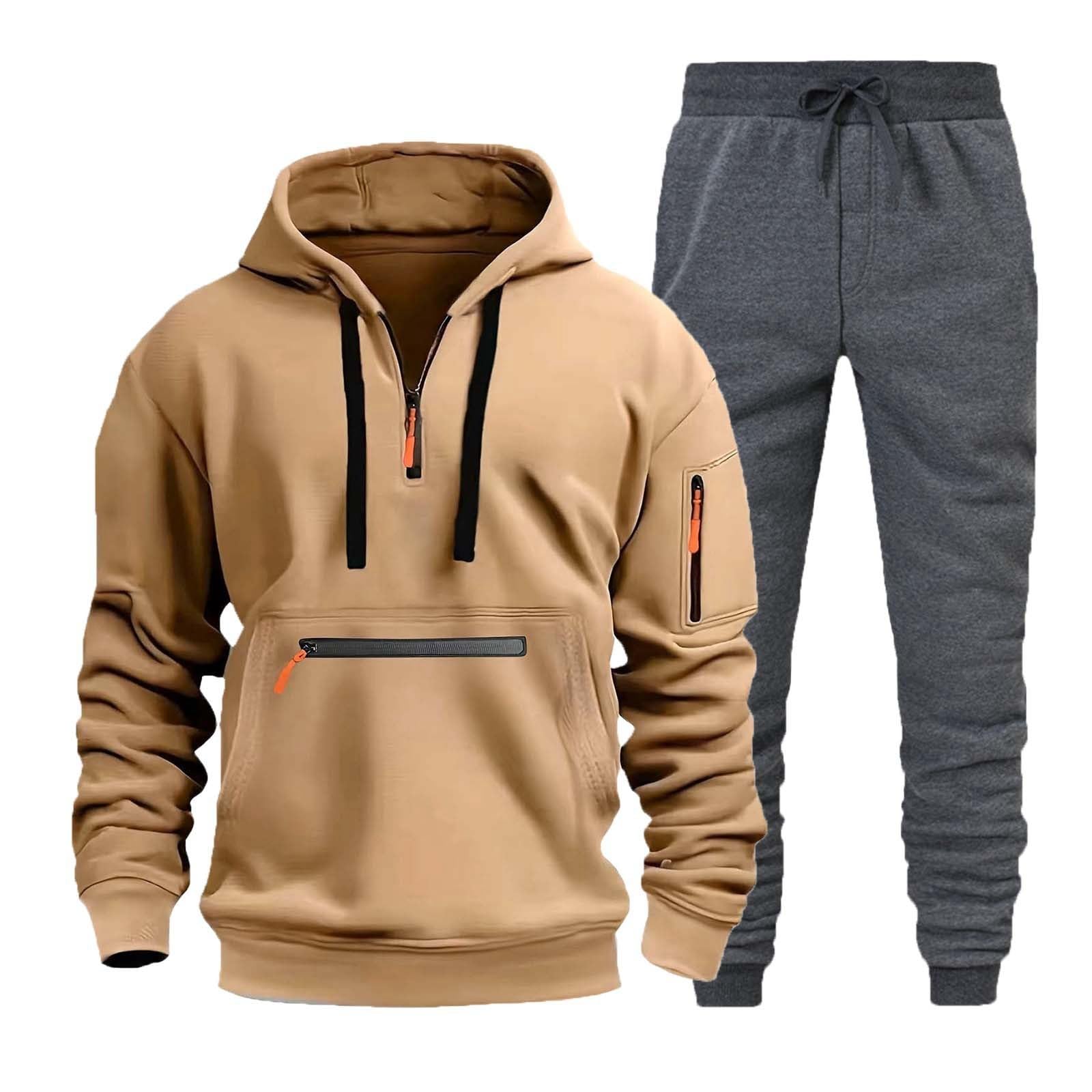 Tute da Ginnastica Uomo Maniche Lunghe Felpa con Cerniera e Jogging Pantaloni Sportiva Set Tuta Completa Tracksuit,Tuta Uomo In Pile,Regalo Natale Halloween Capodanno