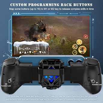 Wireless Gamepad Controller for iPhone iOS Android Switch PC with Cool Conduction Plate RGB Cooling Fan, Phone Controller Joystick for iPhone 16/15/14/13, Samsung, LG, Google, Turbo/Macro Function, COD