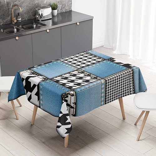 Miniatura 9 de Mantel decorativo de los años 50S Redondo para Mesa De 4 Sillas verde azulado, rojo, marrón, decoración a prueba de aceite, 54 x 54 pulgadas