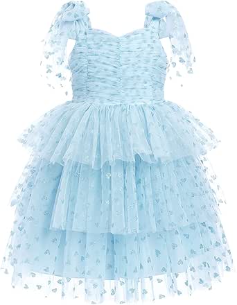 ODASDO Flower Girl Dress With Ruffle Sleeves - Backless Tulle Tutu Princess Party Dress