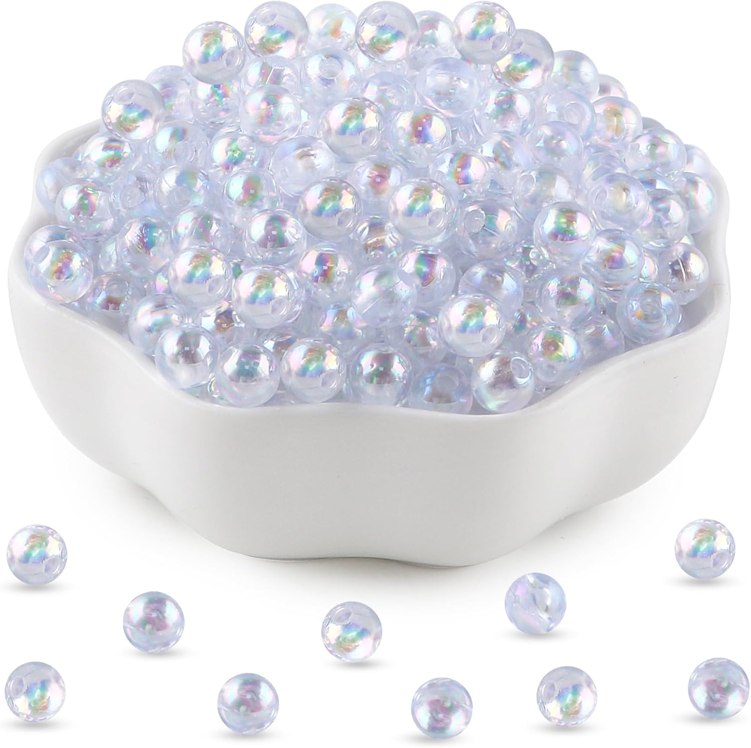 1200Pcs 6mm Acrylic Round Beads for Jewelry Making, AB Colors Acrylic Spacer Beads for Earring Necklace Bracelet and DIY Crafts