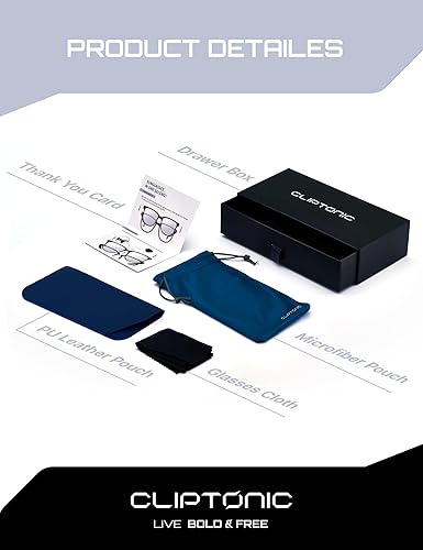 Miniatura 7 de Lentes de bloqueo de luz azul con clip magnético 2 en 1, montura negra Wayfarer + clip UV400 polarizado gris, TR90, ligeras, antirreflectantes,