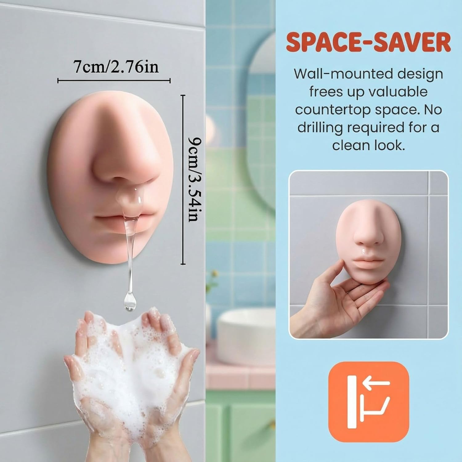 Plman 2PCS Nose Soap Dispenser, Silicone Material, Wall-Mounted
