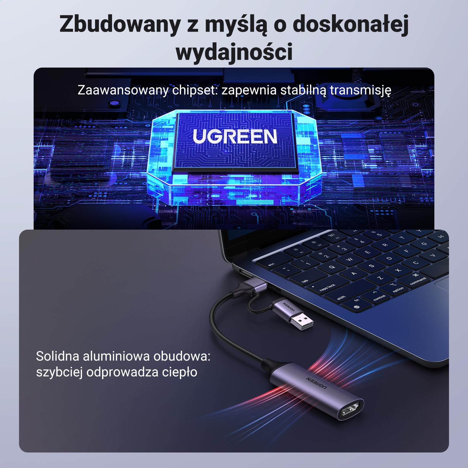 UGREEN Karta capture, wejście 4K, zapis 1080P, HDMI na USB C/A | 1080P Video Grabber do gier, nagrywania, streamingu, kompatybilny z Switch PS5 Xbox TV Stick Camera Laptop iPad Mac