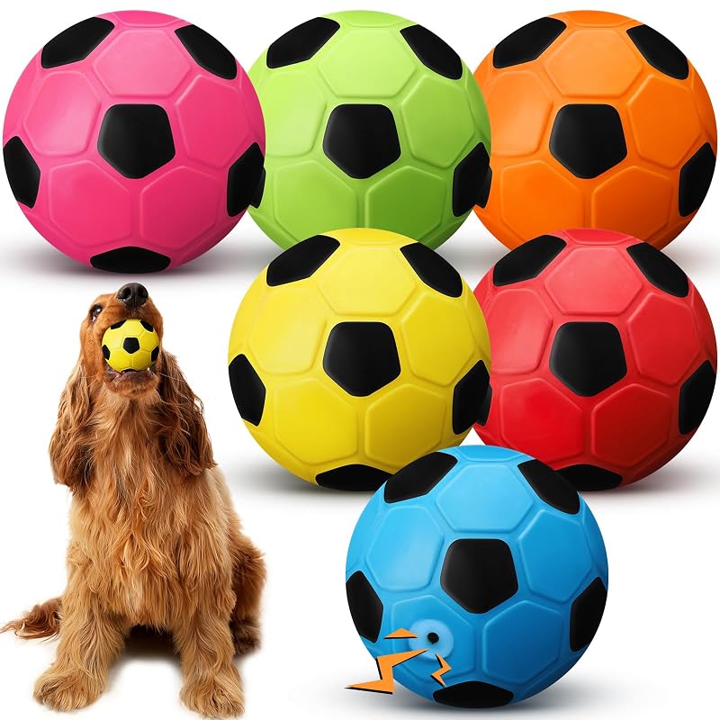 Brinquedo com Apito para Cães em Látex, Bolas Macias para Buscar Vinsot, Pacote com 6