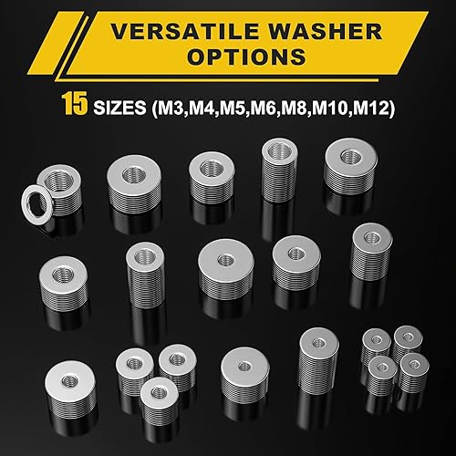 Miniatura 8 de WIESVOP 235 arandelas de guardabarros, kit surtido de arandelas planas de acero inoxidable 304, 15 tamaños diferentes M3 M4 M5 M6 M8 M10 M12