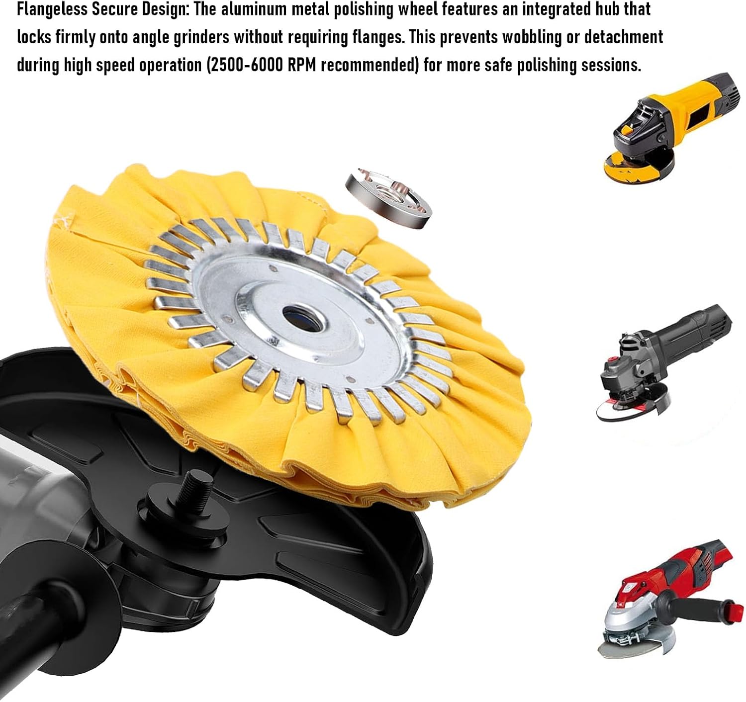 Luocute 8in Airway Buffing Wheels 4 Aluminum Metal Polishing Wheel Pad Compound Kit with 5 Polishing Compounds for Angle Grinder Mirror Finish on Car Metal Parts