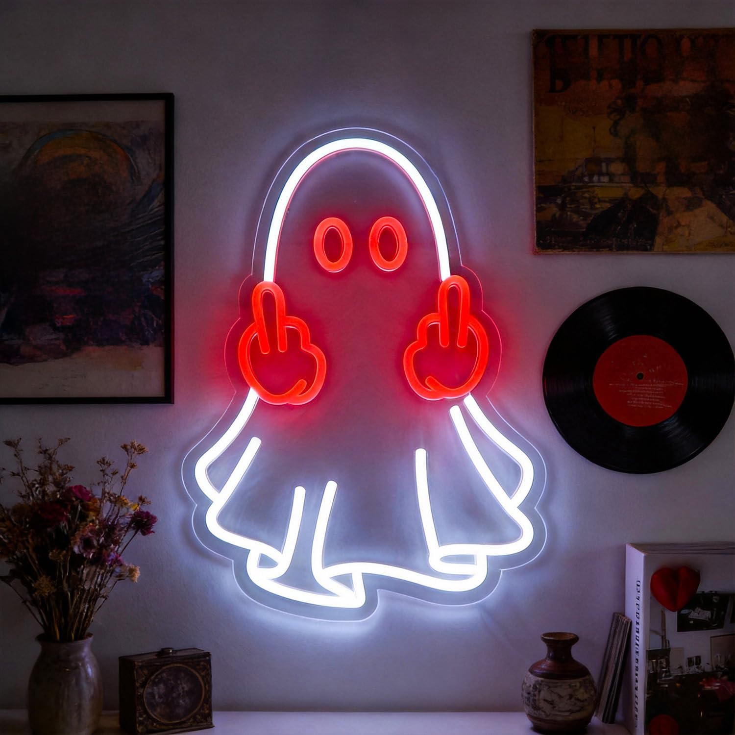 Ghost Neon Sign Led Neon Lights Signs for Wall Decor USB Powered Led for Room Decoration Home Bar Game Room Party Decor