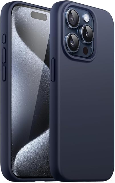 JETech Silikonowy Etui do iPhone 15 Pro 6,1 Cala, Jedwabisty Miękki w Dotyku Futerał Ochronny na Całe Ciało, Odporny na Wstrząsy Case (Niebieski)