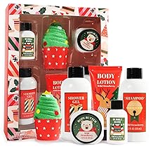 Christmas Bath and Body Gift Set for Women - Holiday Stocking Stuffers With Body Butter, Shower Gel, Lotion, Shampoo, Bubble Bath, Mini Towel - Birthday Gifts