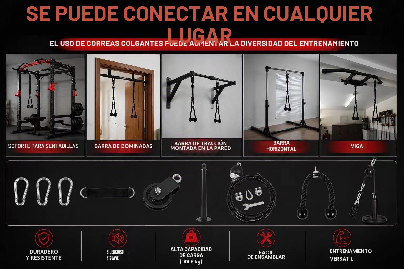 Entrenador de antebrazos para estirarse con cable para gimnasio, flexión de bíceps, tríceps, sistema de poleas para entrenamiento de fuerza de brazos