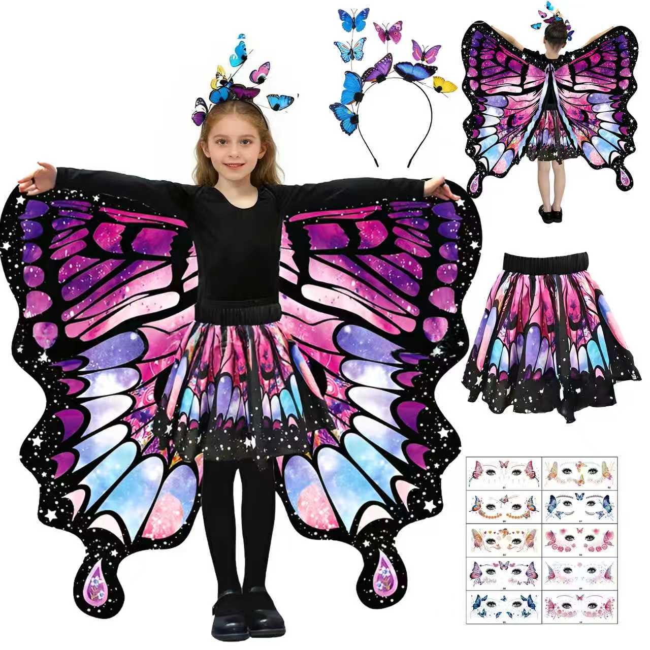 Disfraz Mariposa Niña Disfraz de Mariposa Niña Alas de Mariposas Capa de Mariposas para Carnaval Halloween Fiestas Cosplay