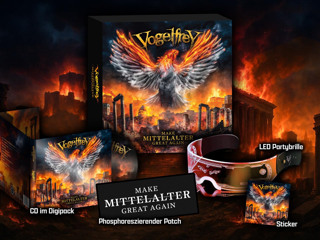 Make Mittelalter Great Again (Fanbox inkl. CD Digipak, Sticker, Patch, LED Partybrille)