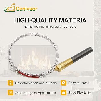 Ganivsor 24 Thermopile Generators 750 Millivolt Thermopile Q313A for Gas Water Heater/Fireplace/Gas Fryer/Oven, 750 Temperature Resistance Cluster Thermocouple for Fireplace (24 Aluminum)