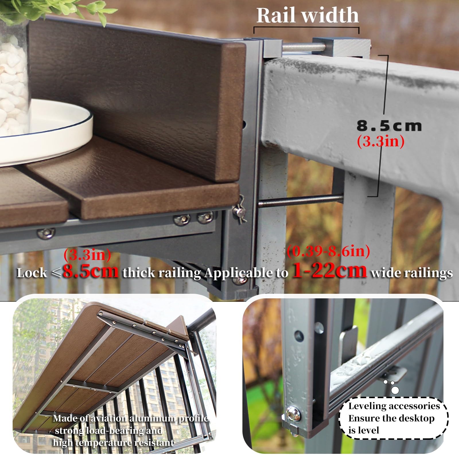 Tavolo pieghevole da balcone, forte capacità portante, impermeabile e resistente alle alte temperature, perfetto per patio, studio, tè e barbecue