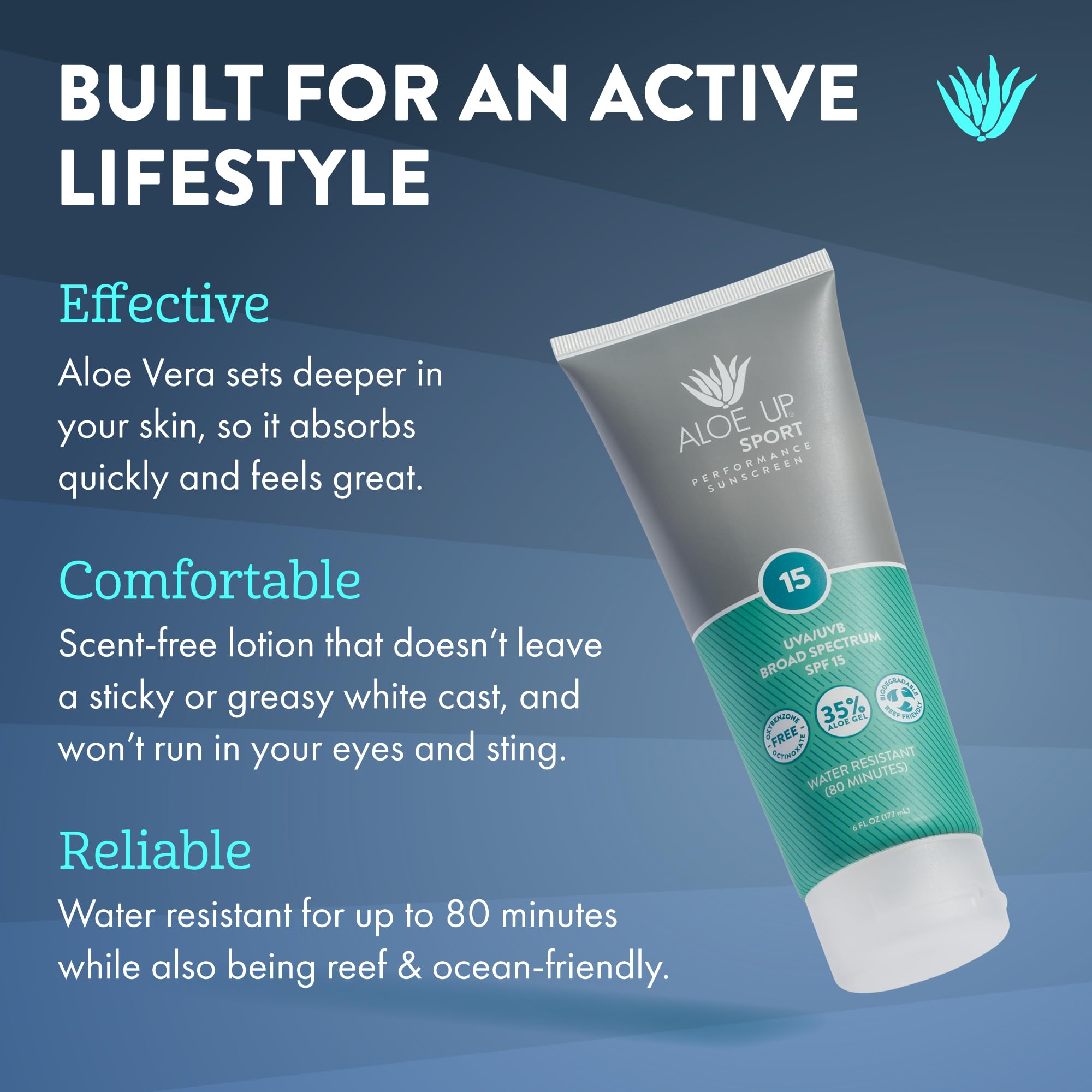 Aloe Up Sport Performance Crème solaire SPF 15 à l'aloe vera Sun Lotion 177 ml Tube