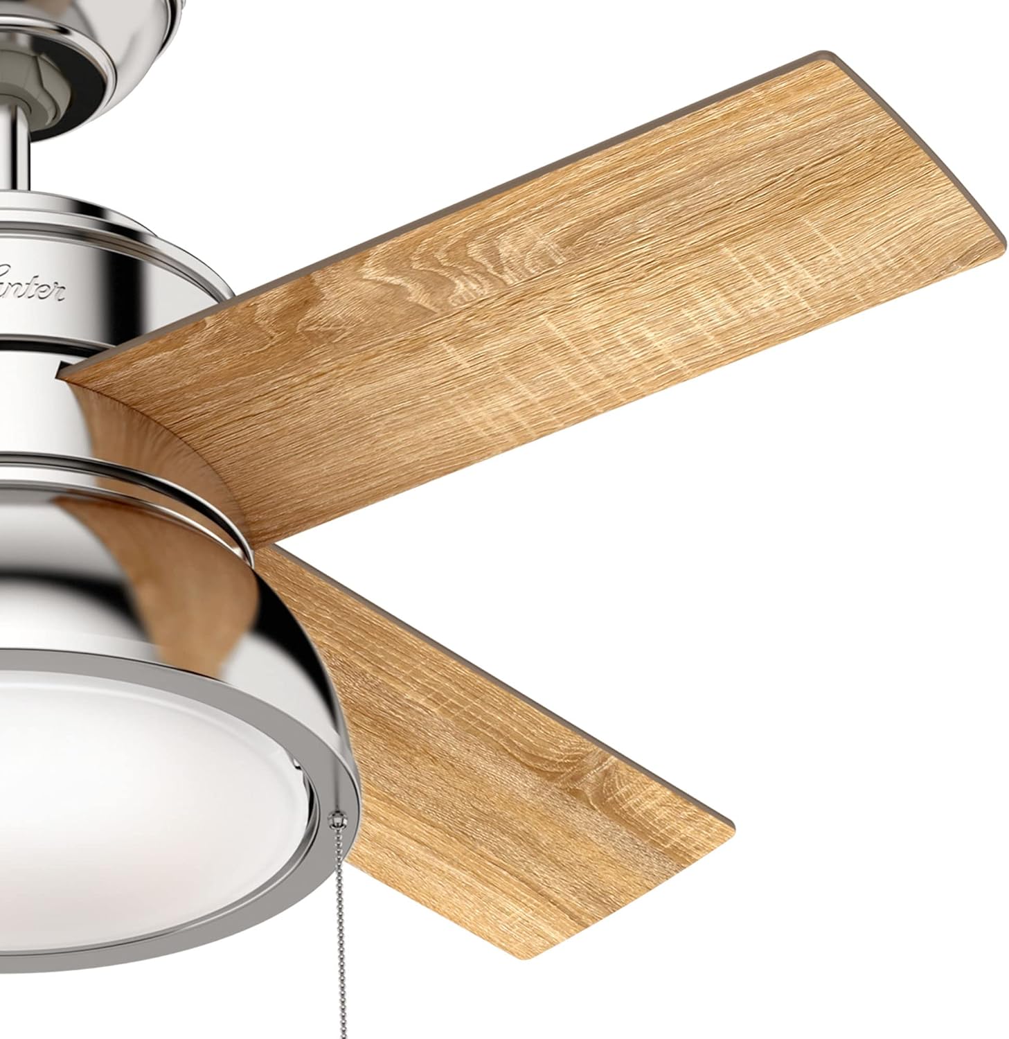 Hunter Fan 36 inch Contemporary Polished Nickel Indoor Ceiling Fan with Light Kit for Living Room, Bedroom, Office, Kitchen (Renewed)