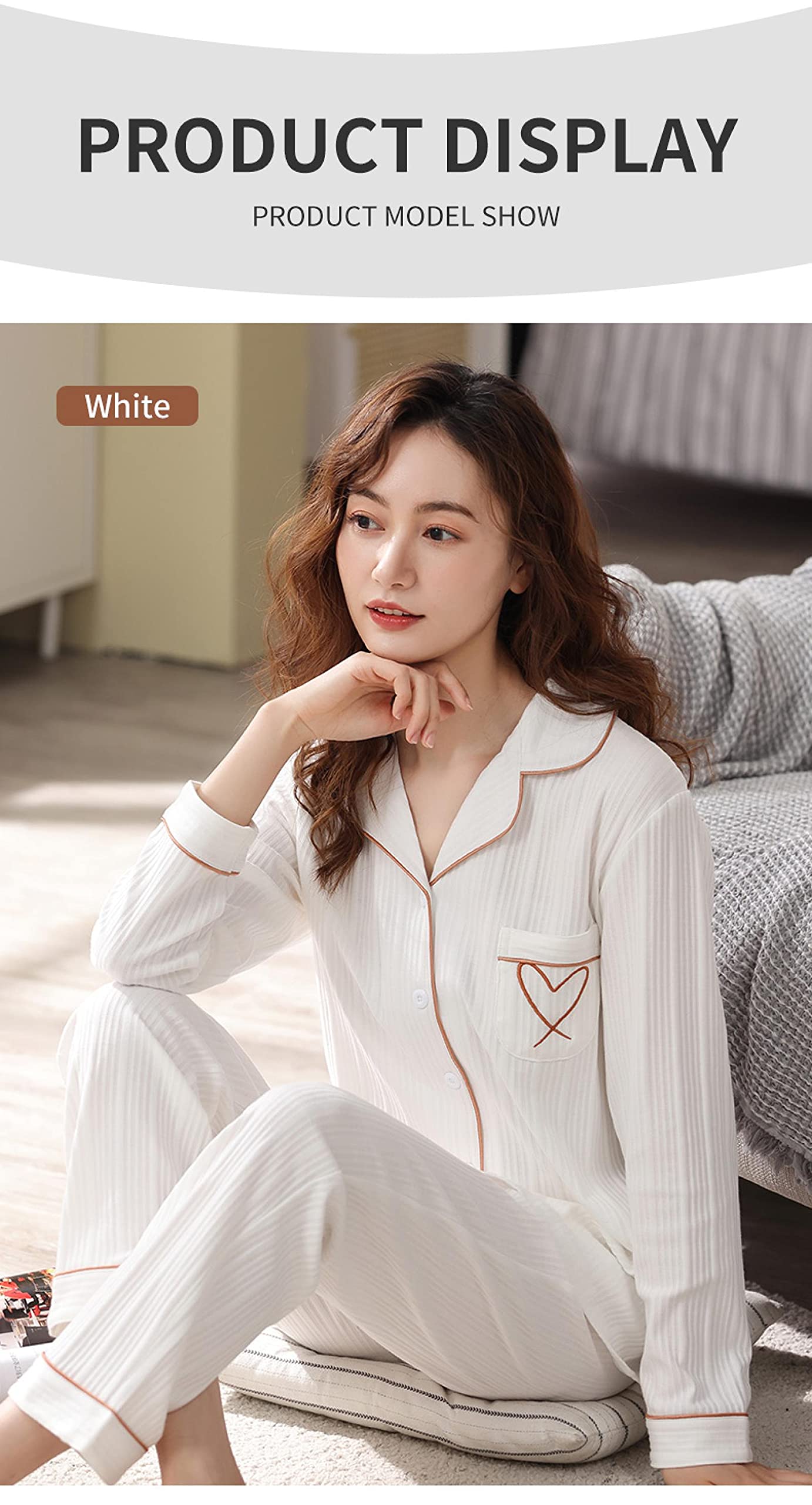 Un Pijama Cómodo Pijamas para Mujer Pijamas para Mujer Pijamas De Algodón Puro Conjunto De 2 Piezas Ropa De Dormir para Mujer Ropa De Casa 100% C,White-XXL