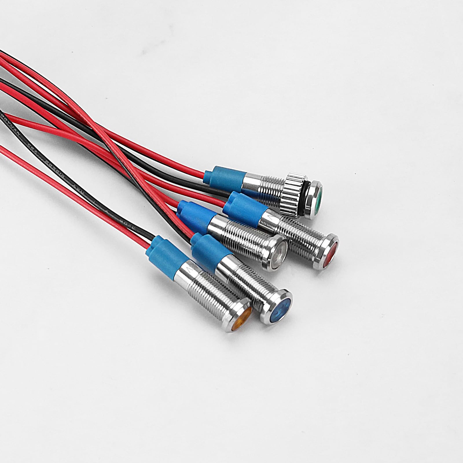 Lot De 10 Voyants LED 6mm 12-24V - Rouge, Orange, Bleu, Vert, Blanc - Étanche IP66, Pour Voiture, Bateau, Modélisme