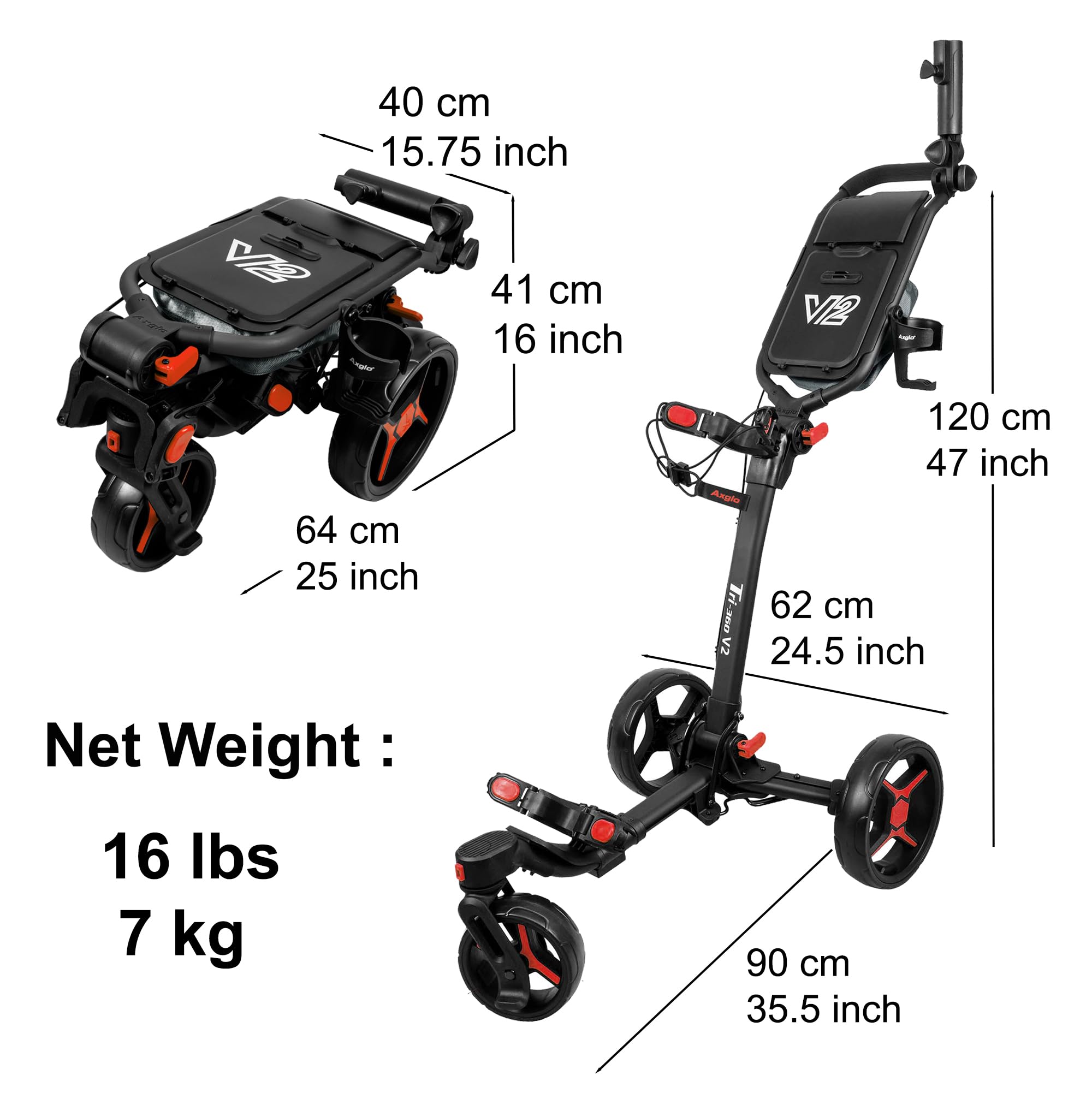 Chariot TRILITE 360° Noir Rouge
