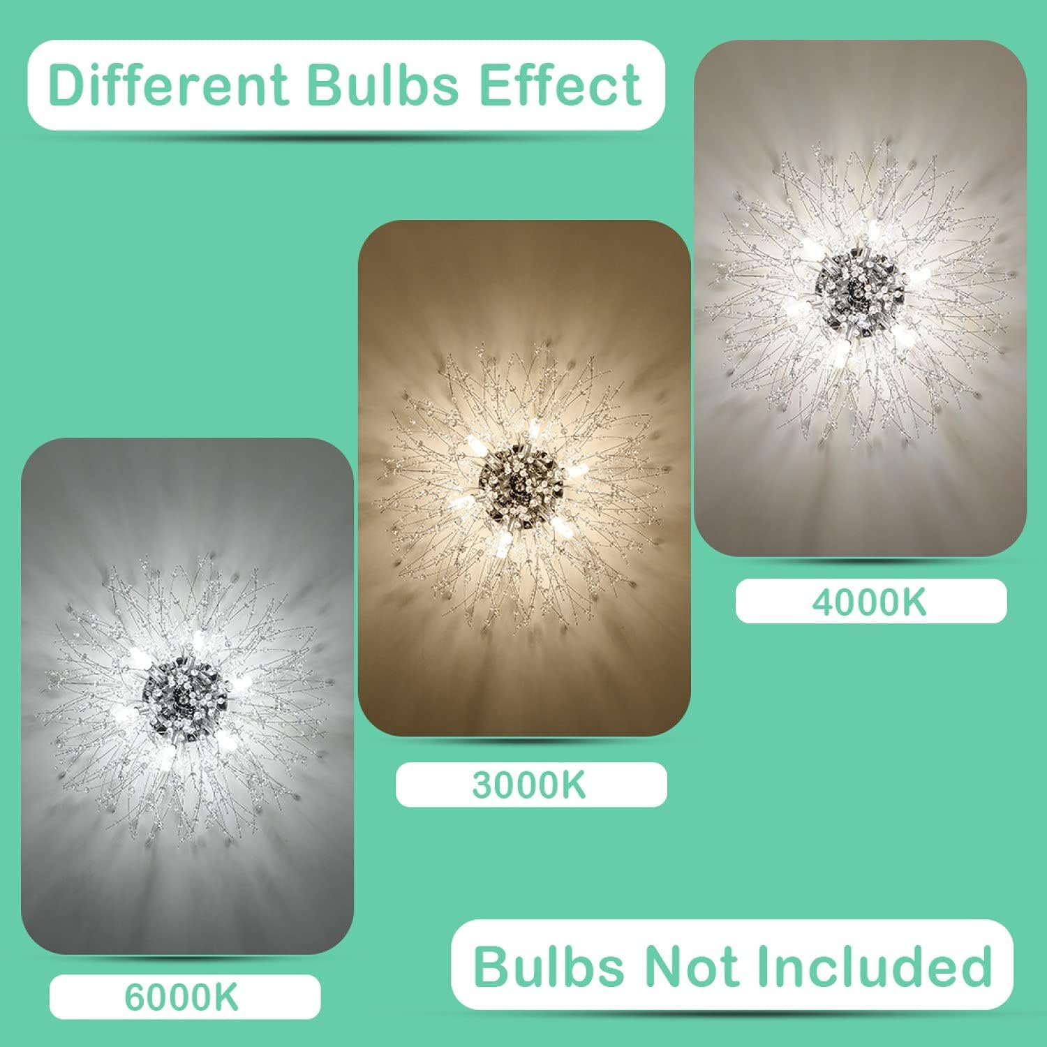 HMVPL Flush Mount Ceiling Light, Modern Crystal Sputnik Firework Close to Ceiling Lamp LED Ceiling Lighting Fixtures for Bedroom Kitchen Island Entryway Dining Room Hallway Closet : Everything Else