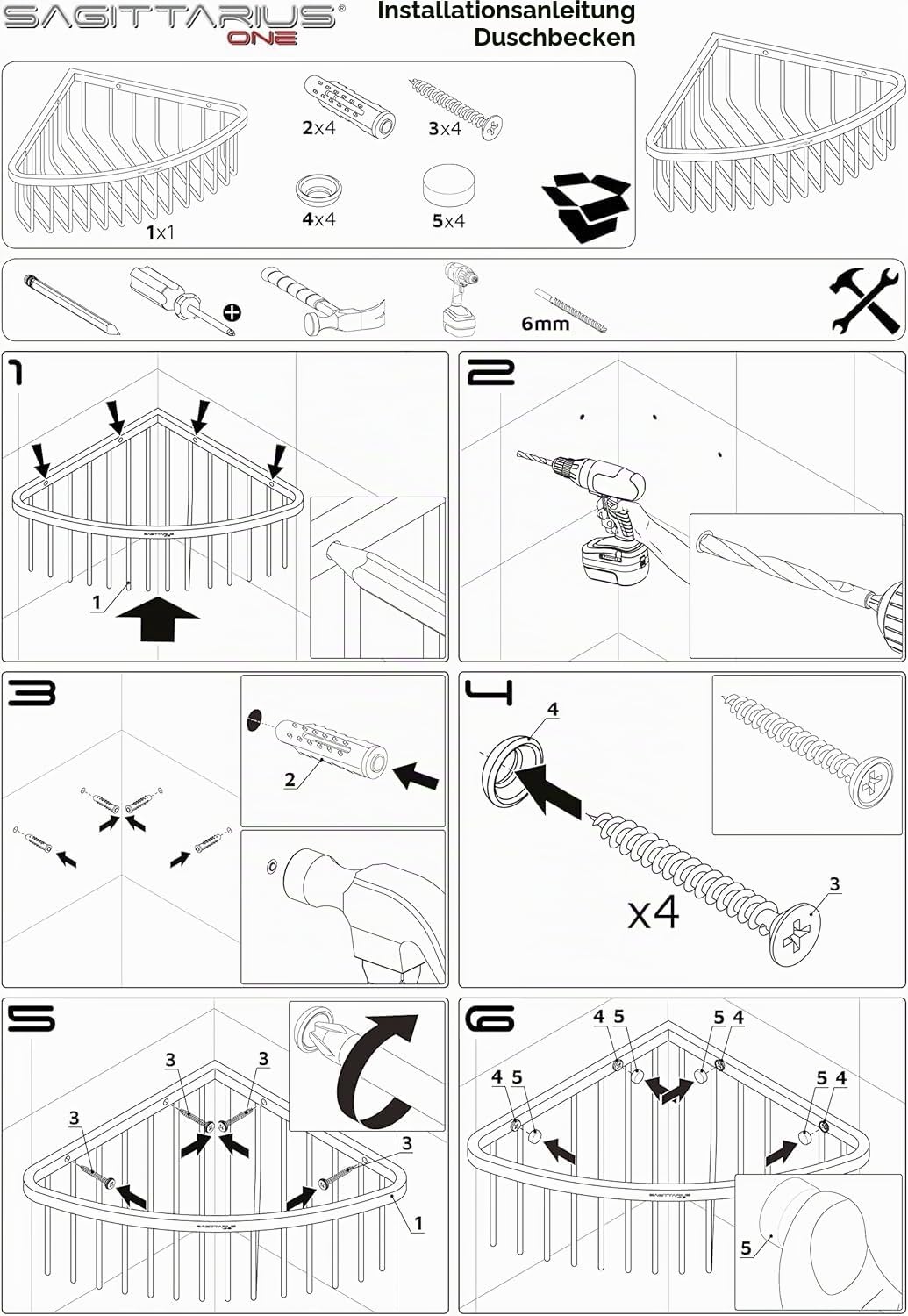 80S1 Shower Shelf – Duschkorb Ecke aus Edelstahl – 8cm Tiefer Duscheckregal Chrom – Rostfrei & Modern – Duschablage Für Bad & Dusche, Wandmontage