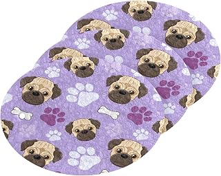 Pug Dog Paws Bones Purple Kitchen Sponges Cleaning Dish Sponges Non-Scratch Natural Scrubber Sponge for Kitchen Bathroom Cars, pack of 3