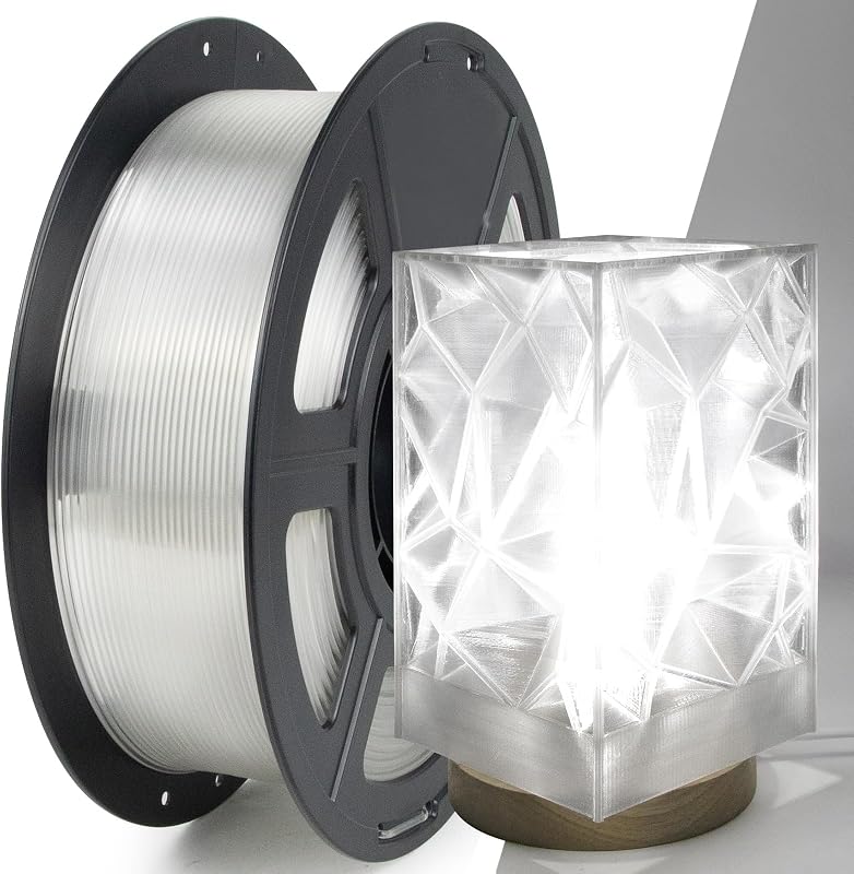Filamento de impresora 3D PETG transparente IEMAI 1,75mm 1 kg | Acabado transparente con excelente transmisión de luz, extrusión suave para pantallas de lámparas, decoración del hogar y bricolaje creativo