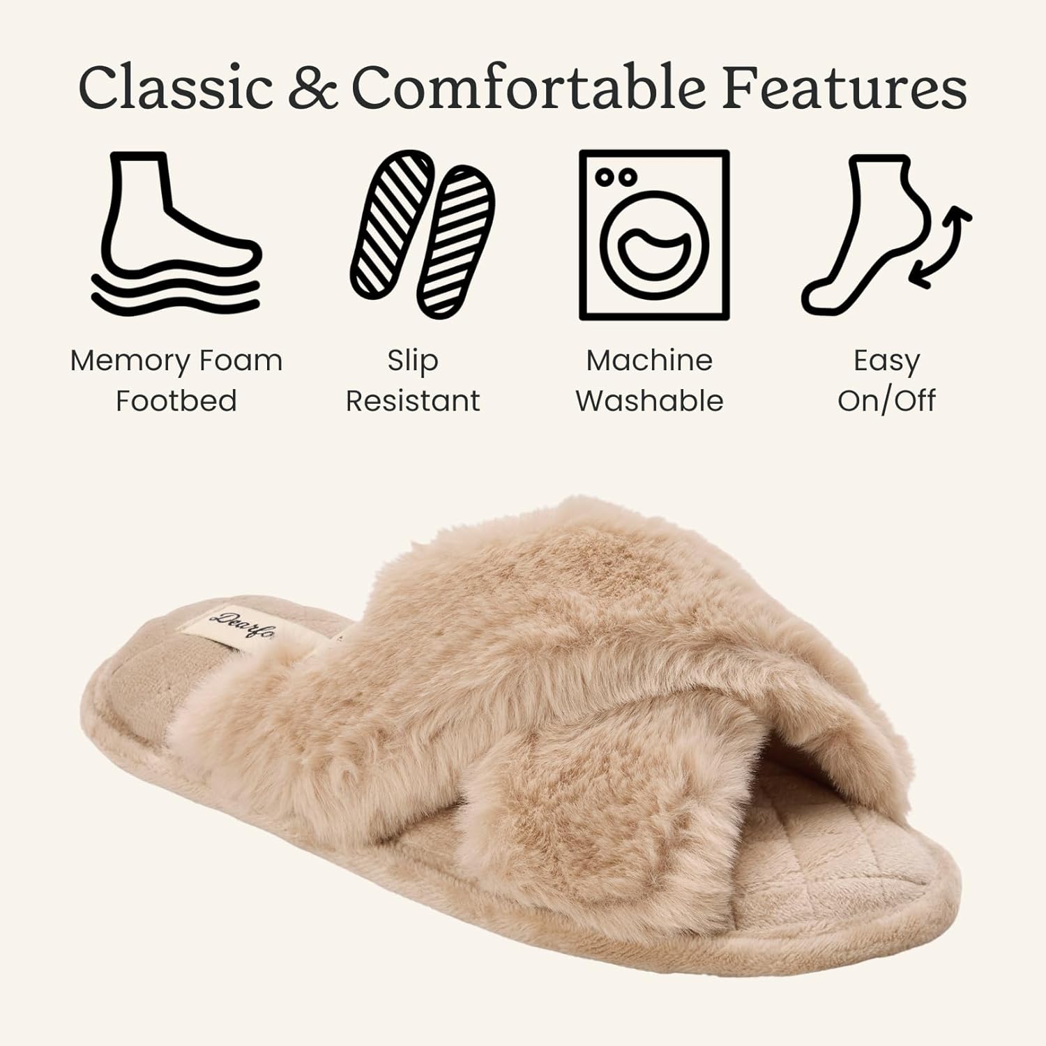 Dearfoams Women’s Acquired Style & Danielle Pheloung Exclusive Memory Foam Jessica Cozy Bow Cross Band Slide Slippers - Image 5