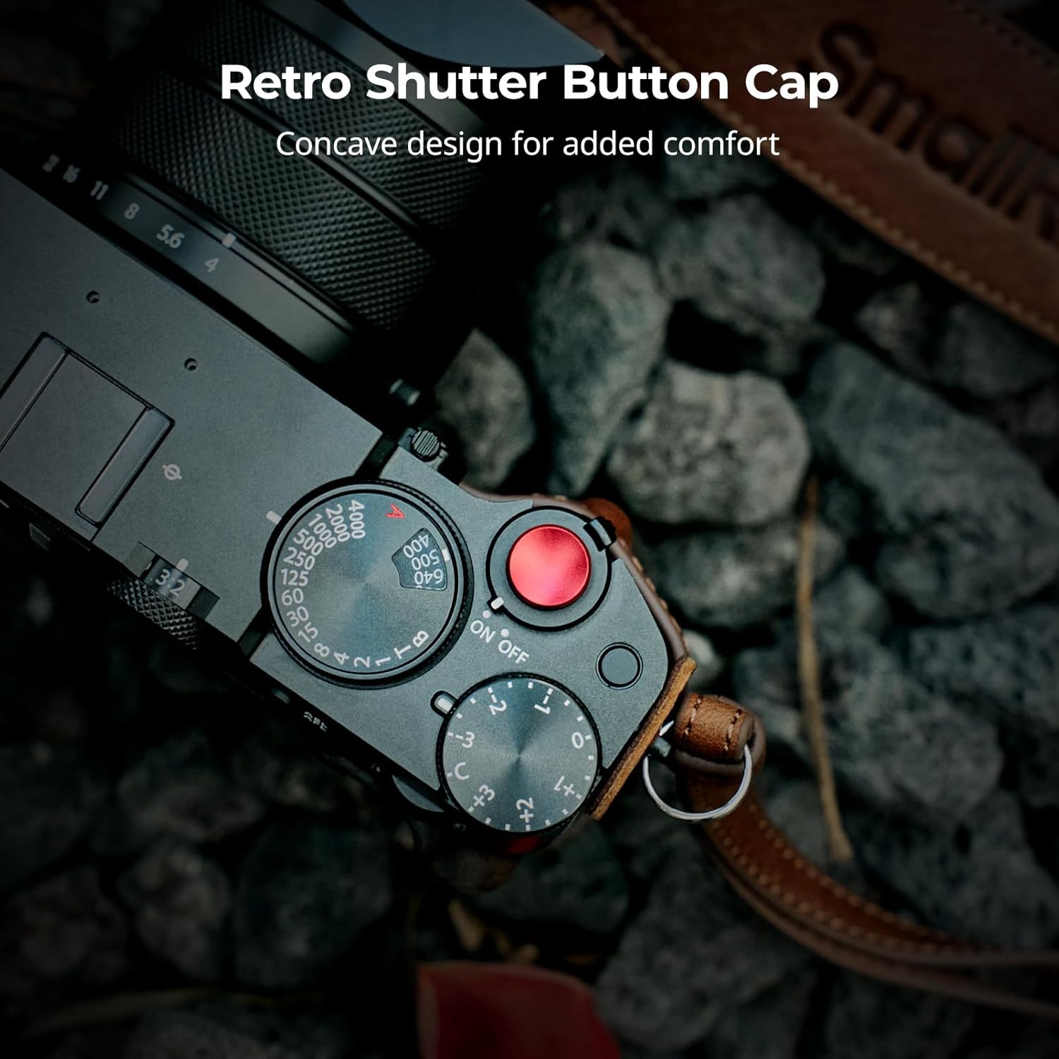 SMALLRIG GFX100RF Leather Case Kit for FUJIFILM, Including Leather Case with Back Wood Thumb Panel, Shoulder Strap and Concave Shutter Button Cap, Comfortable and Protecting (Brown) -5268