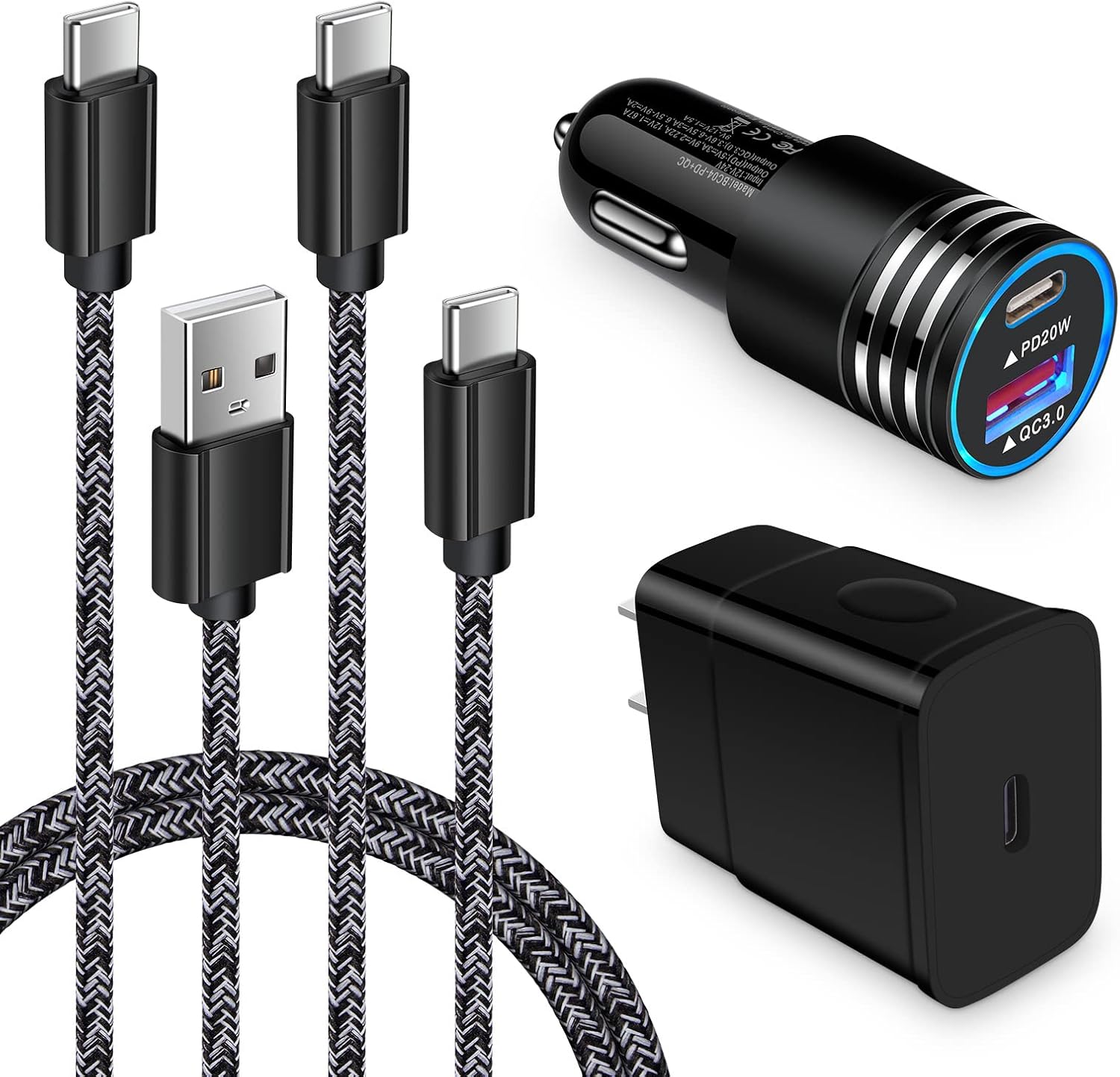 25W Type C Super Fast Samsung Charger Block for Samsung Galaxy A14 5G S23 Ultra/Plus S22 S21 FE S21+ S20 A13 A04s A03s A23 A54 A34 A53 A32 Z Fold4 Flip4,38W Car Adapter,3ft USB C Cable,6ft C to C Cord