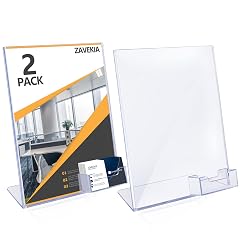 zavekia 8 5 x 11 Acrylic Sign Holder with Business Card Holder Brochure Display Stand for desktop 8