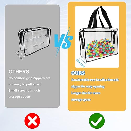 Miniatura 5 de Paquete de 6 bolsas grandes de almacenamiento de juguetes, bolsas organizadoras de PVC transparente con cremallera, organizador impermeable de viaje