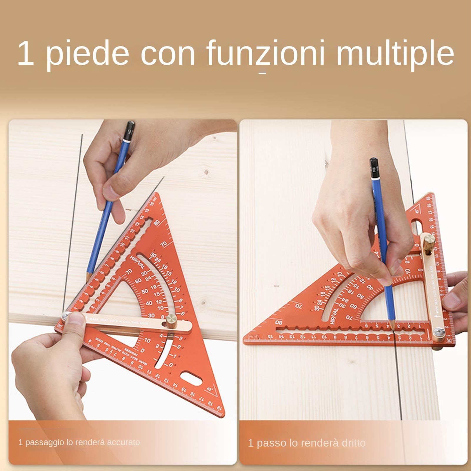 Escuadra de Carpintero - Regla Triangular para carpintería, Regla de construcción, Velocidad Ajustable para Trabajos en Madera, aleación de Aluminio métrica para Hombres