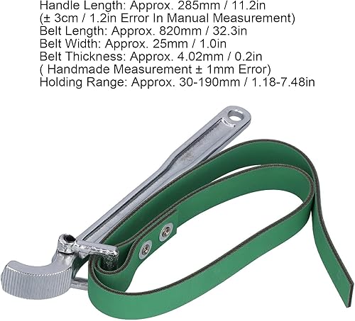 Miniatura 4 de Agatige Llave de cinturón, llave de correa de 11.2 pulgadas, llave de apertura de correa de filtro de aceite multiusos con correa ajustable de