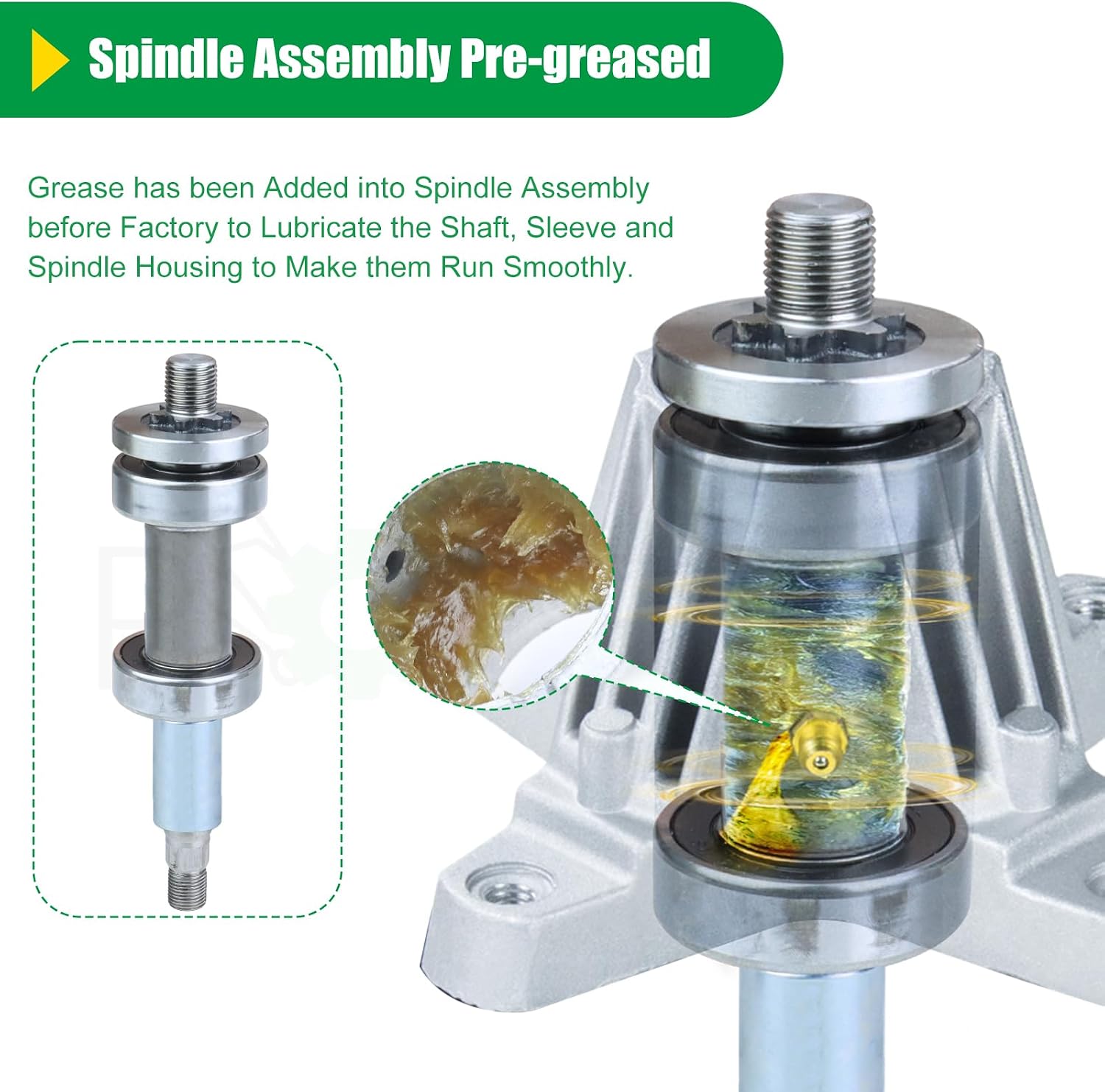 918-06981 Spindle Assembly Greased Replaces Cub Cadet Spindle 918-06981, 618-06981 Deck Spindle, 918 06981, 91806981, 618 06981 for Cub Cadet 50 inch XT1 LT50, XT2 LX50 Lawn Tractors