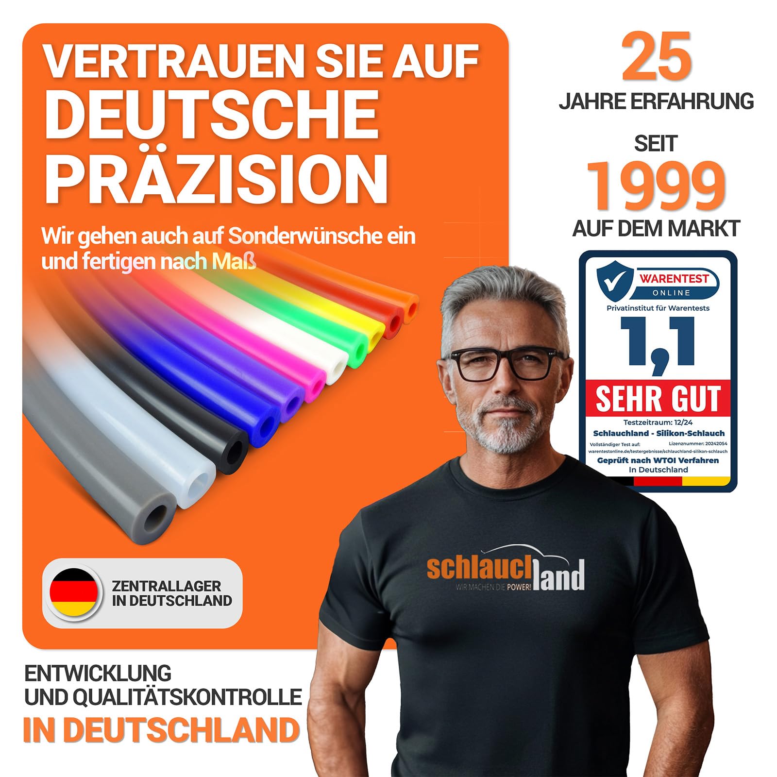 1m Unterdruckschlauch Silikon ID-Ø 8mm blau 200°C | GROSSE AUSWAHL | Silikonschlauch Universal Vakuum-Schlauch Luft Wasser Silikon Gummi Aquarium Lebensmittel-tauglich echt flexibel | PREMIUM