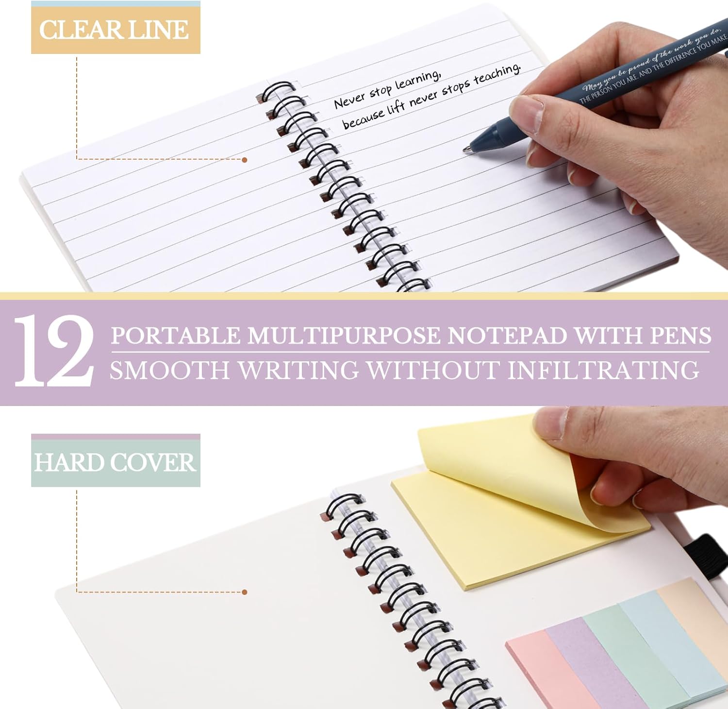 Jetec 12 Sets Employee Appreciation Gifts Bulk Difference Maker Notebook with Motivational Pen and Sticky Notepad Thank You Gifts for Teacher Nurse Team Coworker(Classic,Bright Colors)