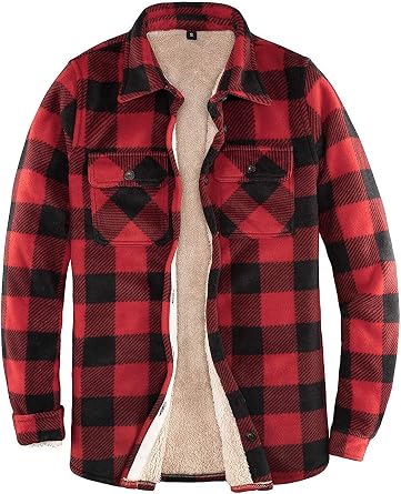 ThCreasa Womens Sherpa Fleece Lined Flannel Shirt Jacket Warm Button Up Plaid Shirt Jac Sherpa Fleece Throughout