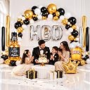 Party Propz Happy Birthday Decoration Kit - 141Pcs Adult Birthday Decoration Items | Birthday Decoration Items for Husband | Giant Foil Balloons for Birthday | Birthday Balloons | Birthday Decor gallery image