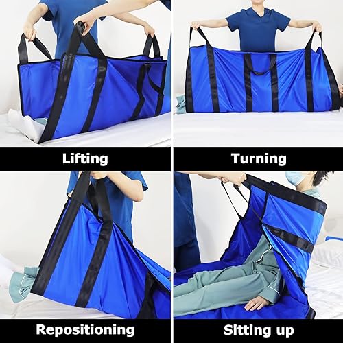 Miniatura 5 de LOSCHEN Almohadilla de cama de posicionamiento con 6 asas reforzadas para levantar, girar, mover y posicionar, hoja de transferencia reutilizable